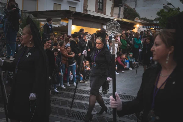 Mantilla penitente em procissão da semana santa fechar — Fotografia de Stock