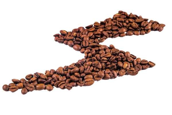 Kahve çekirdeğinden yapılmış yıldırım şeklini izole ettim. Süper güç, enerji kavramı