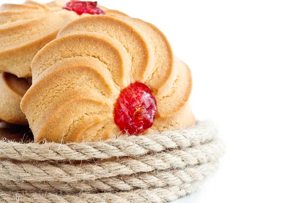 Round cookies and rope — Stock Photo, Image