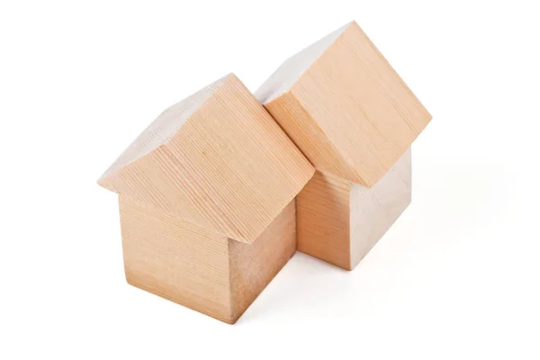 Zabawka domy z drewniane klocki — Zdjęcie stockowe
