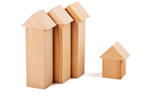 Casas de brinquedo feitas de blocos de madeira — Fotografia de Stock