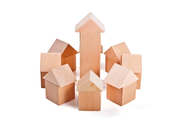 Spielzeughäuser aus Holzklötzen — Stockfoto