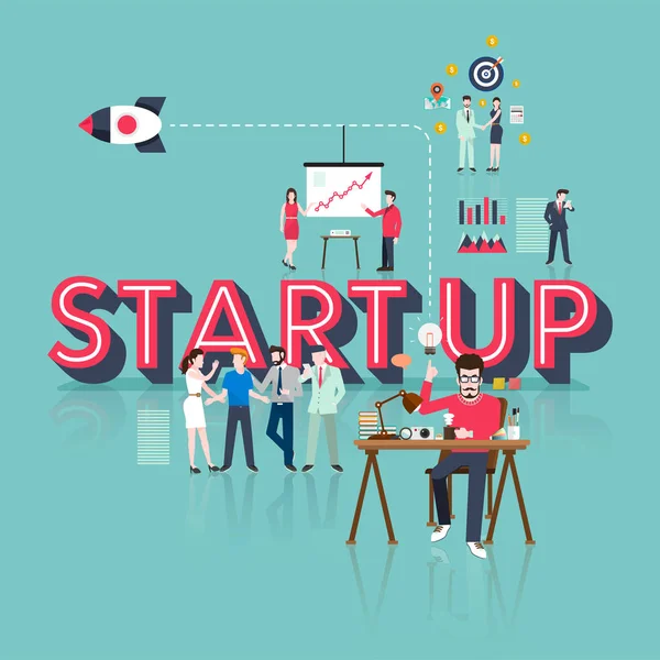 Concetto di sviluppo delle startup — Vettoriale Stock