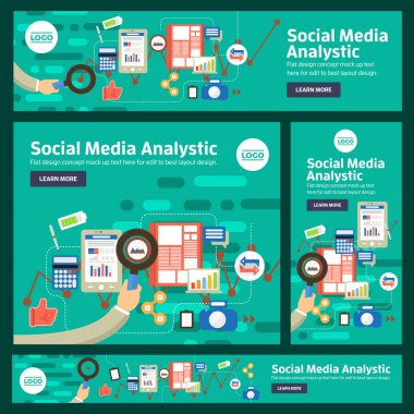 Düz tasarım konsepti iş dijital pazarlama konu iletişim konusunda teşvik. Vektör çizim.