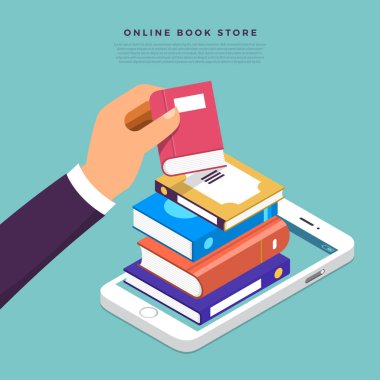 Internet aygıtı, online kitap mağaza kavramı kitaptan Seç