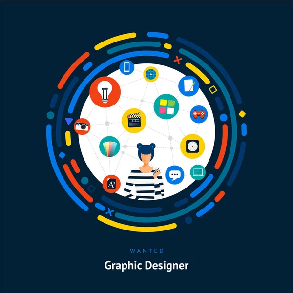 Vector Illustratie Platte Ontwerp Concept Webdesigner Mensen Vaardigheid Ontwerp Website — Stockvector