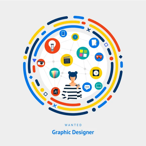 Vector Illustrer Design Plat Concept Web Designer Site Conception Compétences — Image vectorielle