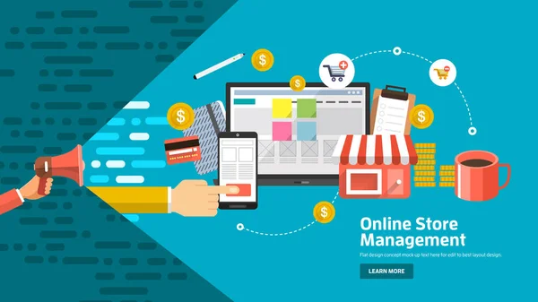 デジタル マーケティングのトピックをオンライン ビジネスの推進コンセプト — ストックベクタ