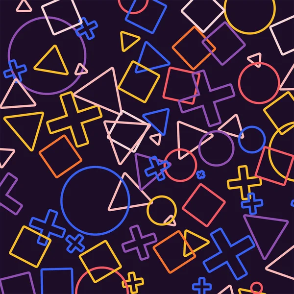 カラフルな幾何学図形とのシームレスなパターン — ストックベクタ