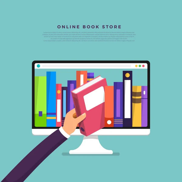 Internet Aygıtı Online Kitap Mağaza Kavramı Kitaptan Seç — Stok Vektör