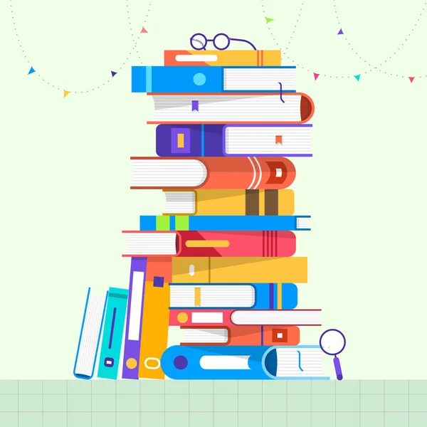 Conjunto de concepto de diseño plano de libros. Vector ilustrar . — Archivo Imágenes Vectoriales