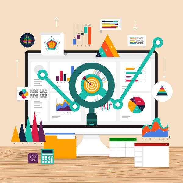 Düz tasarım kavramı veri analizi. Grafik ve char ile görselleştirin