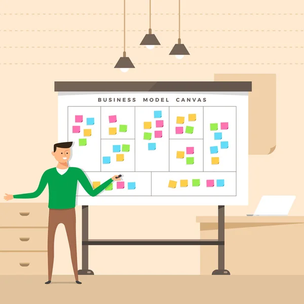 Illustration Konzept der Mann mit Whiteboard Business mo — Stockvektor