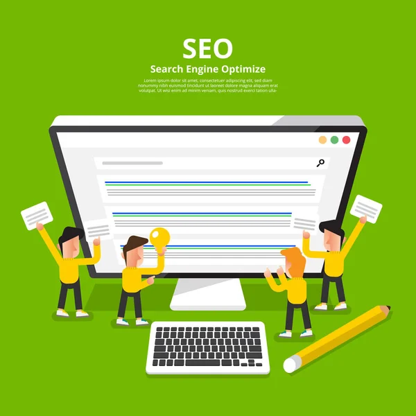 Conceito de design plano SEO (Search Engine Optimize). Vector illustr — Vetor de Stock