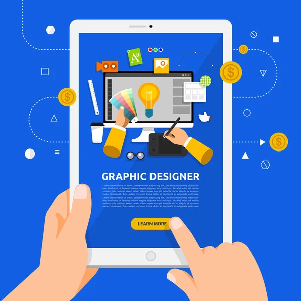 Concept de design plat apprenant sur le désir graphique en ligne avec ha — Image vectorielle