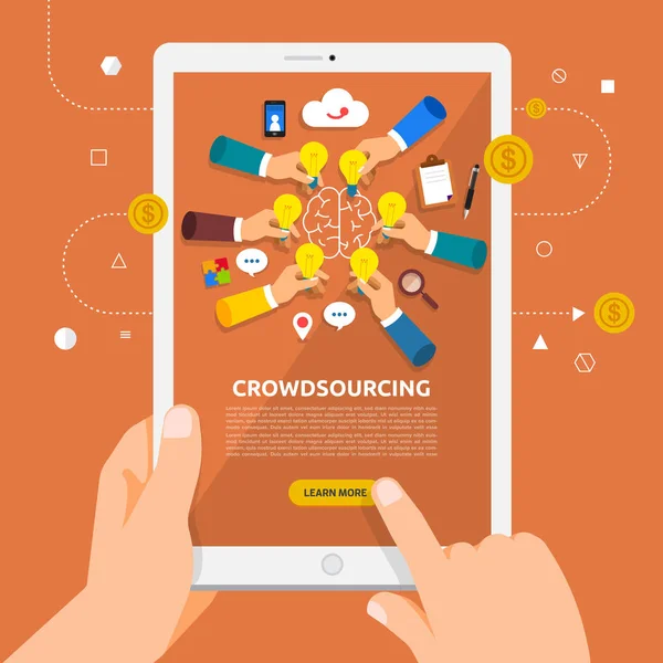 Businecrowdsourcing ss onlin에 대 한 평면 디자인 개념 learnning — 스톡 벡터