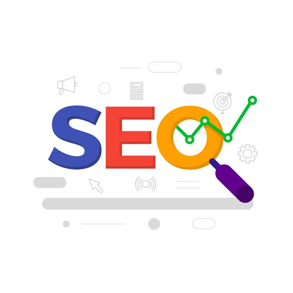 Conceito de design plano SEO (Search Engine Optimize). Vector illustr — Vetor de Stock