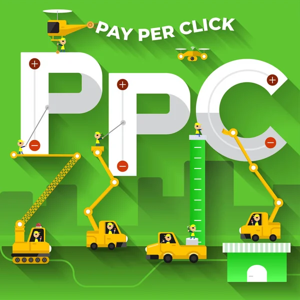 Conceito Design Plano Construção Texto Ppc Com Equipe Construção Vetor —  Vetores de Stock