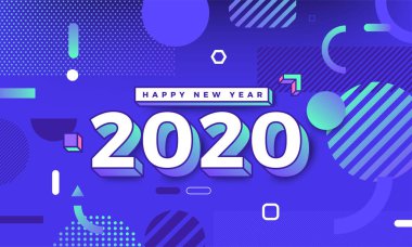 2020 yılının yeni yıl tasarım konsepti. Kutlama grafik tasarımı. Vektör İllüstrasyonu.