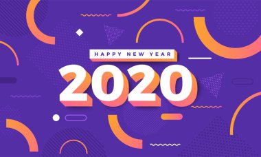 2020 yılının yeni yıl tasarım konsepti. Kutlama grafik tasarımı. Vektör İllüstrasyonu.