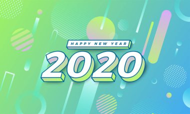 2020 yılının yeni yıl tasarım konsepti. Kutlama grafik tasarımı. Vektör İllüstrasyonu.