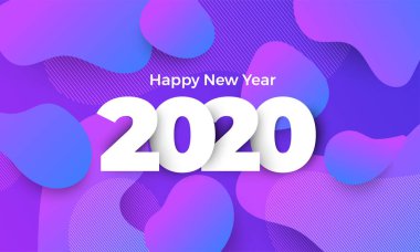2020 yılının yeni yıl tasarım konsepti. Kutlama grafik tasarımı. Vektör İllüstrasyonu.