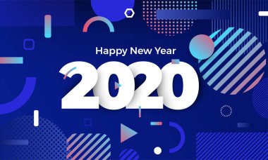 2020 yılının yeni yıl tasarım konsepti. Kutlama grafik tasarımı. Vektör İllüstrasyonu.