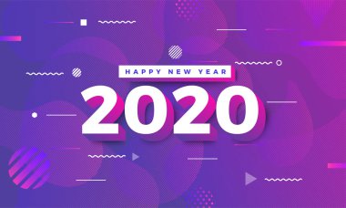 2020 yılının yeni yıl tasarım konsepti. Kutlama grafik tasarımı. Vektör İllüstrasyonu.