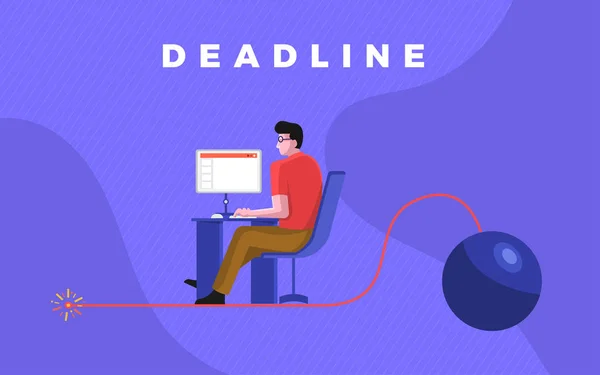 Flat Design Concept Deadline Businessman Working Timeline Less Time Management — 스톡 벡터