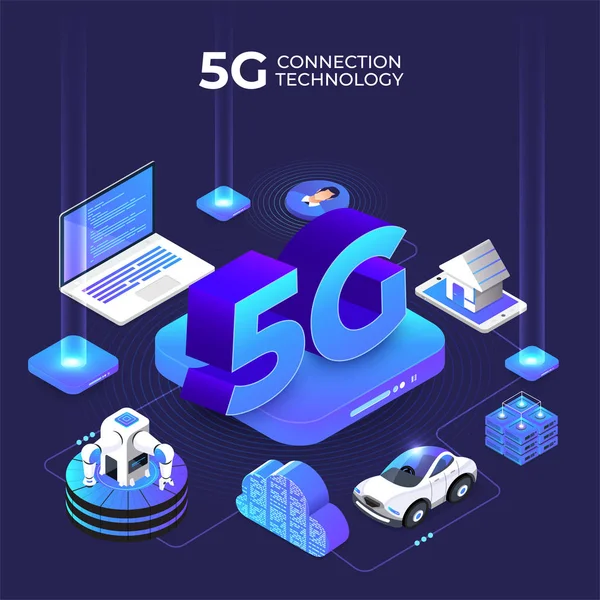 图例概念设计网络5G技术 在抽象背景下的排版5G 矢量说明 — 图库矢量图片