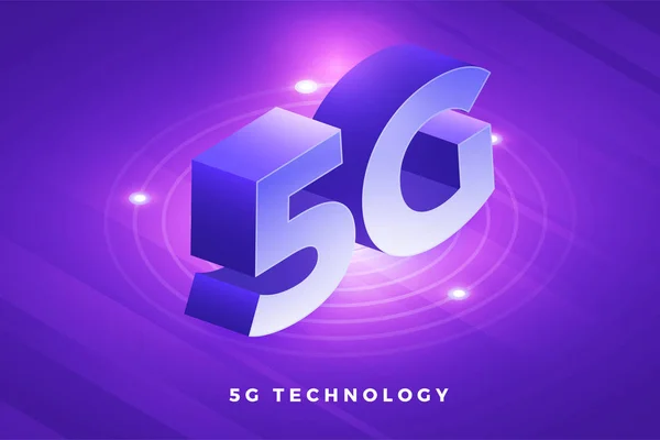 イラストコンセプトデザインネットワーク5Gテクノロジー 抽象的な背景にタイポグラフィ5G ベクトルの説明 — ストックベクタ