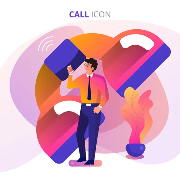 Technology Concept Telephone Flat Design — Stock Vector