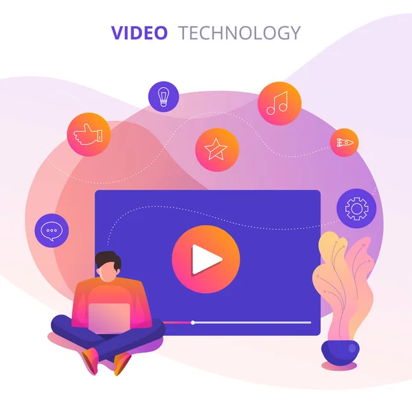 Τεχνολογία Concept Video Επίπεδη Σχεδίαση — Διανυσματικό Αρχείο