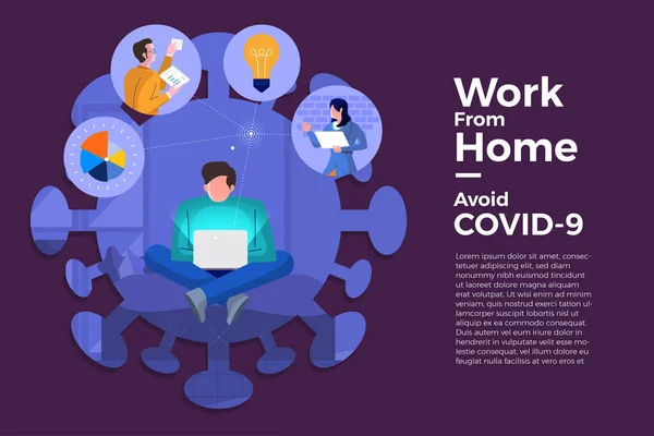 Covid Work Home — Stock Vector