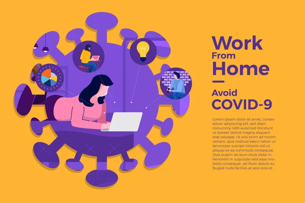 Covid Εργασία Από Σπίτι — Διανυσματικό Αρχείο