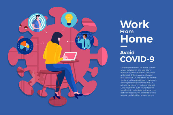 Covid Work Home — Stock Vector