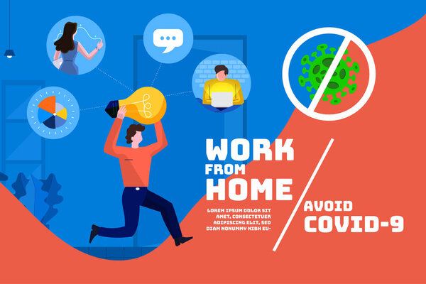 Covid Work Home — Stock Vector