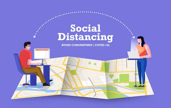 Covid Social Distance — 图库矢量图片