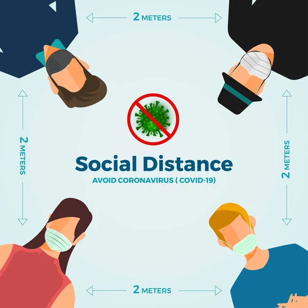 Covid Distance Sociale — Image vectorielle