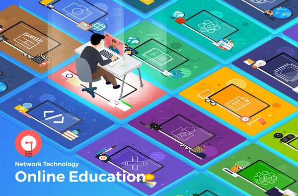 Ilustrações Conceito Design Plano Educação Online Learning Curso Formulário Estudo —  Vetores de Stock