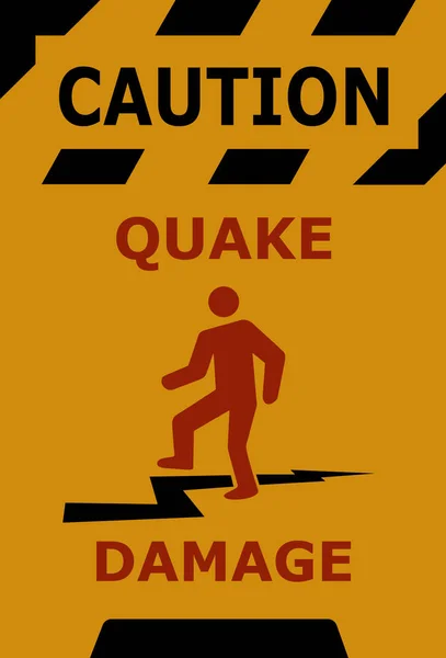 Znak ostrzegawczy trzęsienie ziemi uszkodzenia — Zdjęcie stockowe