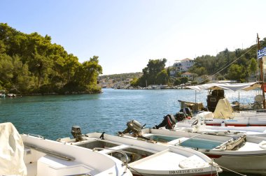 İyon Denizi bir Yunan Adası Antipaxos liman