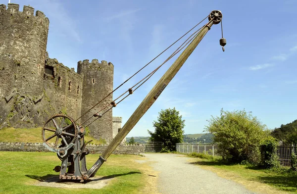 Zamek Conwy starych urządzeń dźwigowych Obraz Stockowy