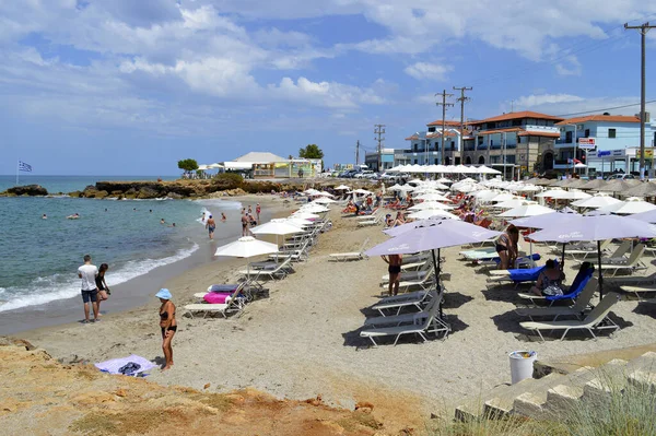 Като Гувес Крит Греция Июня 2019 Года Туристы Пляже Като — стоковое фото