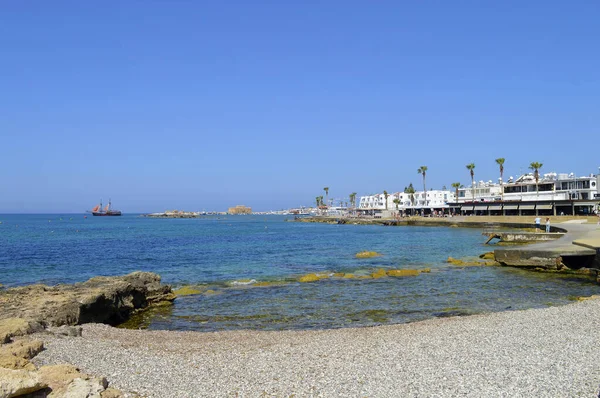 Högt Fartyg Paphos Hamn Populär Turistort Cypern — Stockfoto