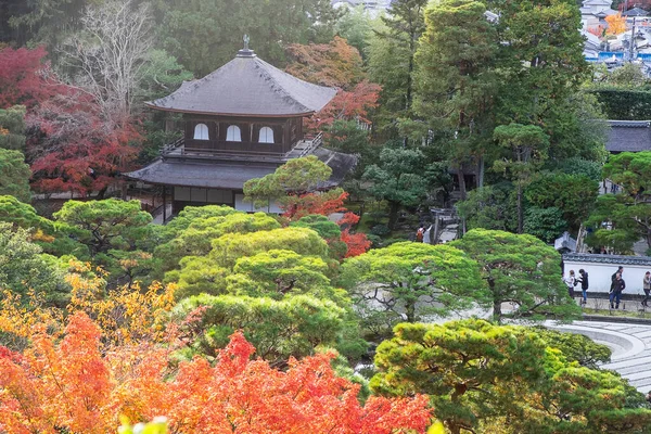 Paisaje Ginkakuji Templo Pabellón Plata Otoño Follaje Temporada Hito Famoso — Foto de Stock