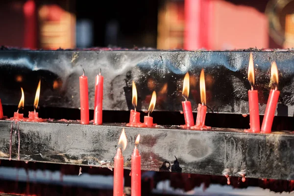 Red Candles Yuantong Temple Buddhist Temple Kunming Landmark Popular Tourists — Stock Photo, Image