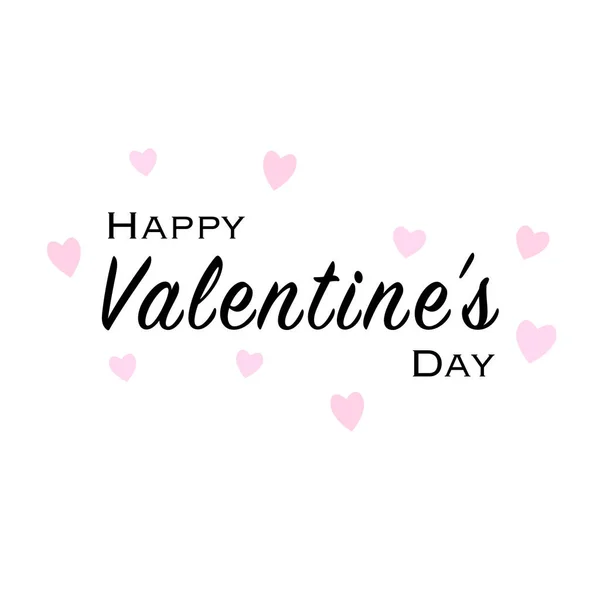 Tarjeta de felicitación Feliz Día de San Valentín con fuente negra y oído rosa — Vector de stock