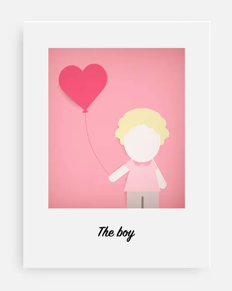 Roztomilý chlapec držet růžový balón a růžové pozadí — Stockový vektor