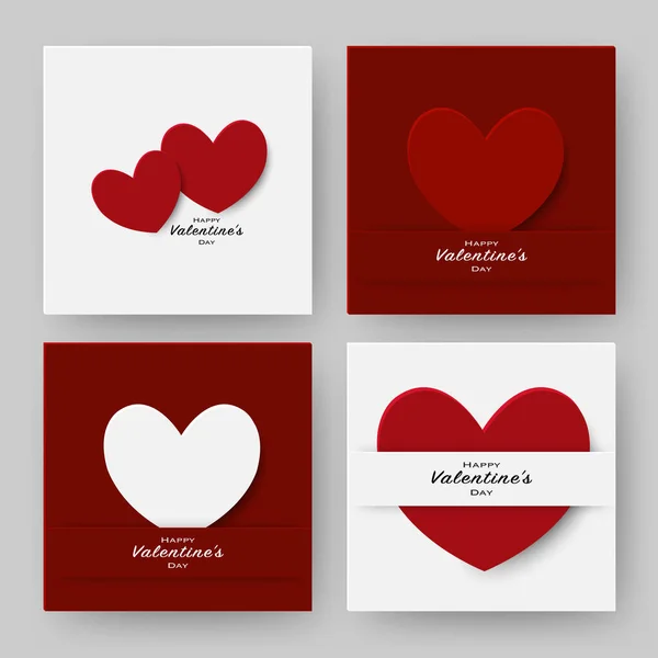 Valentinstag Grußkarte Design Set mit Herz aus Papier — Stockvektor